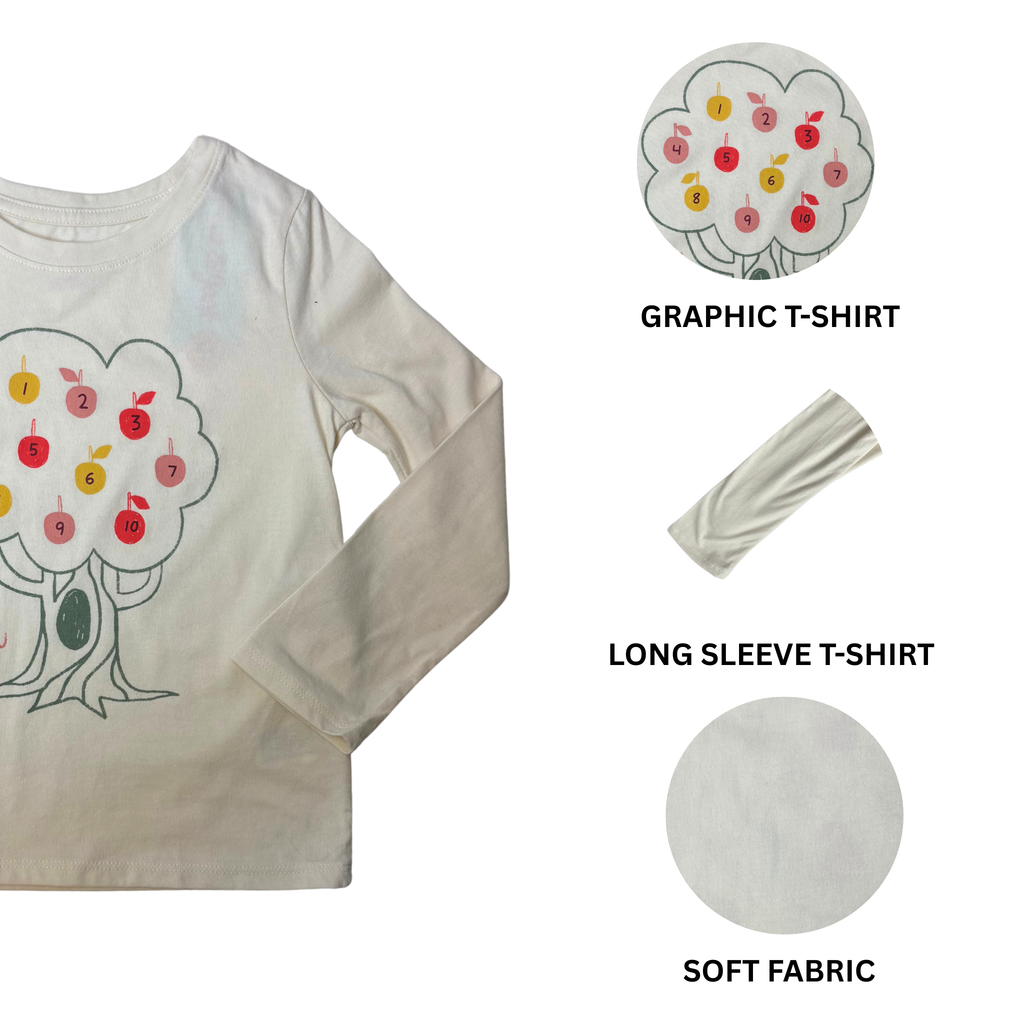 Girls Cream Long Sleeve Apple T-Shirt Size 4T