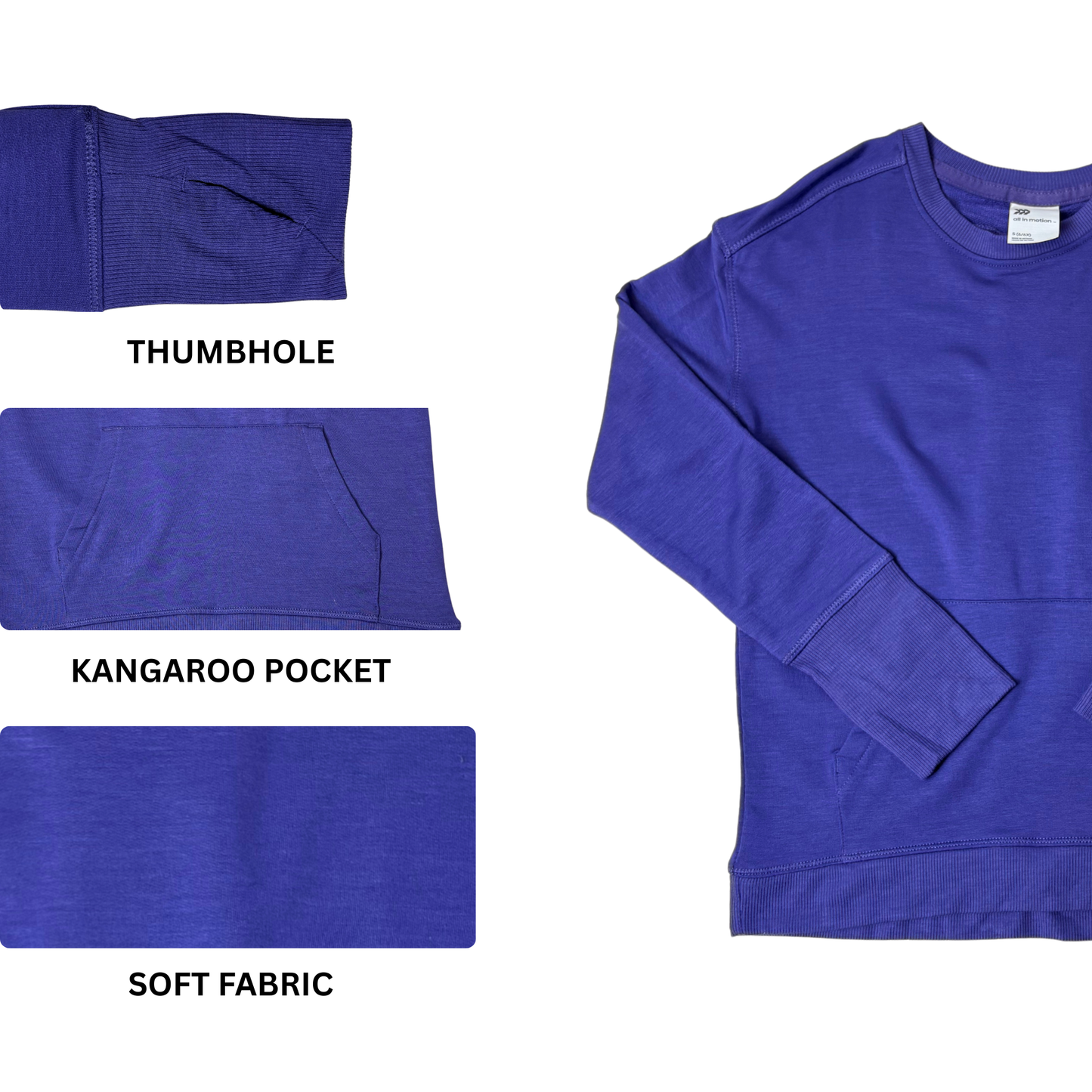 Girls Dark Purple Super Soft Pullover Thumbhole Shirt - S (6/6x)