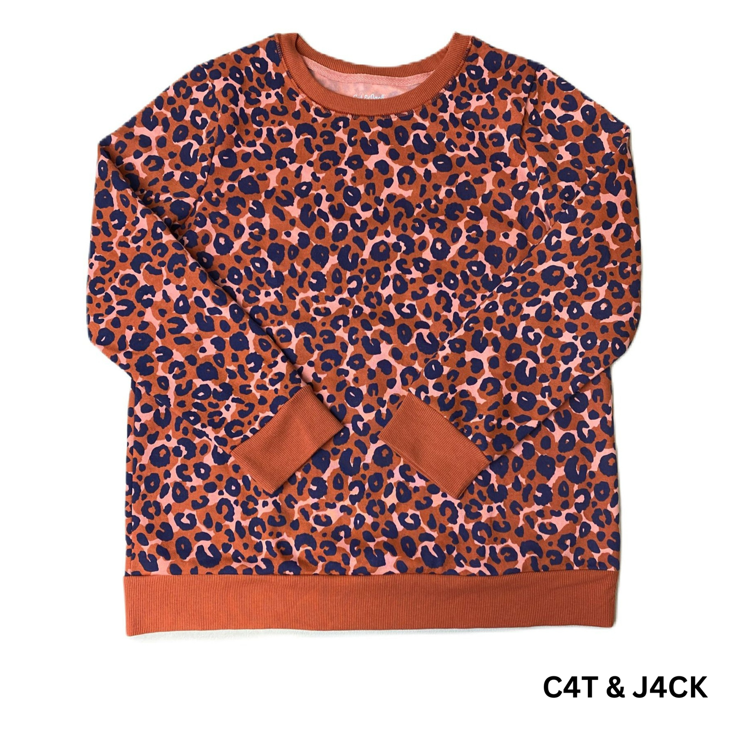 Girls Orange and Blue Cheetah Print Sweater - XXL (18+)
