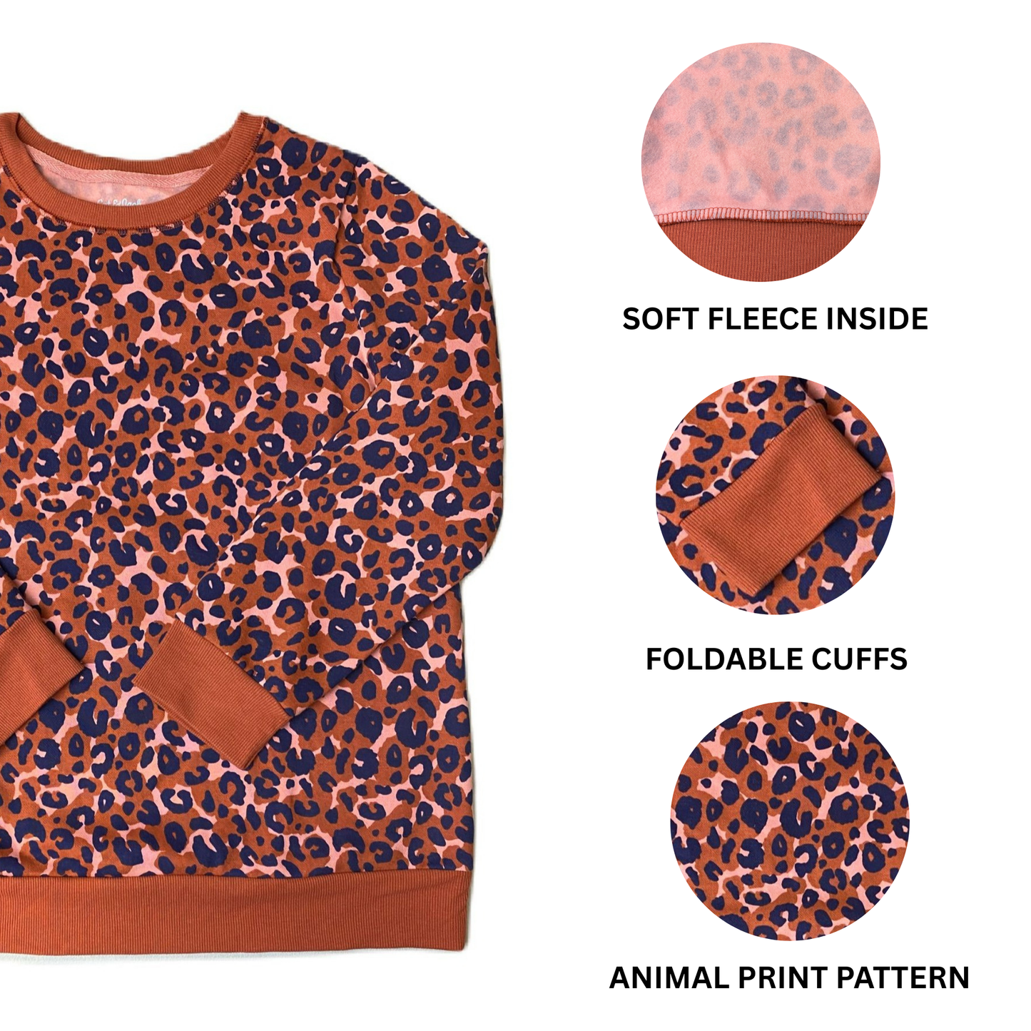 Girls Orange and Blue Cheetah Print Sweater - XXL (18+)
