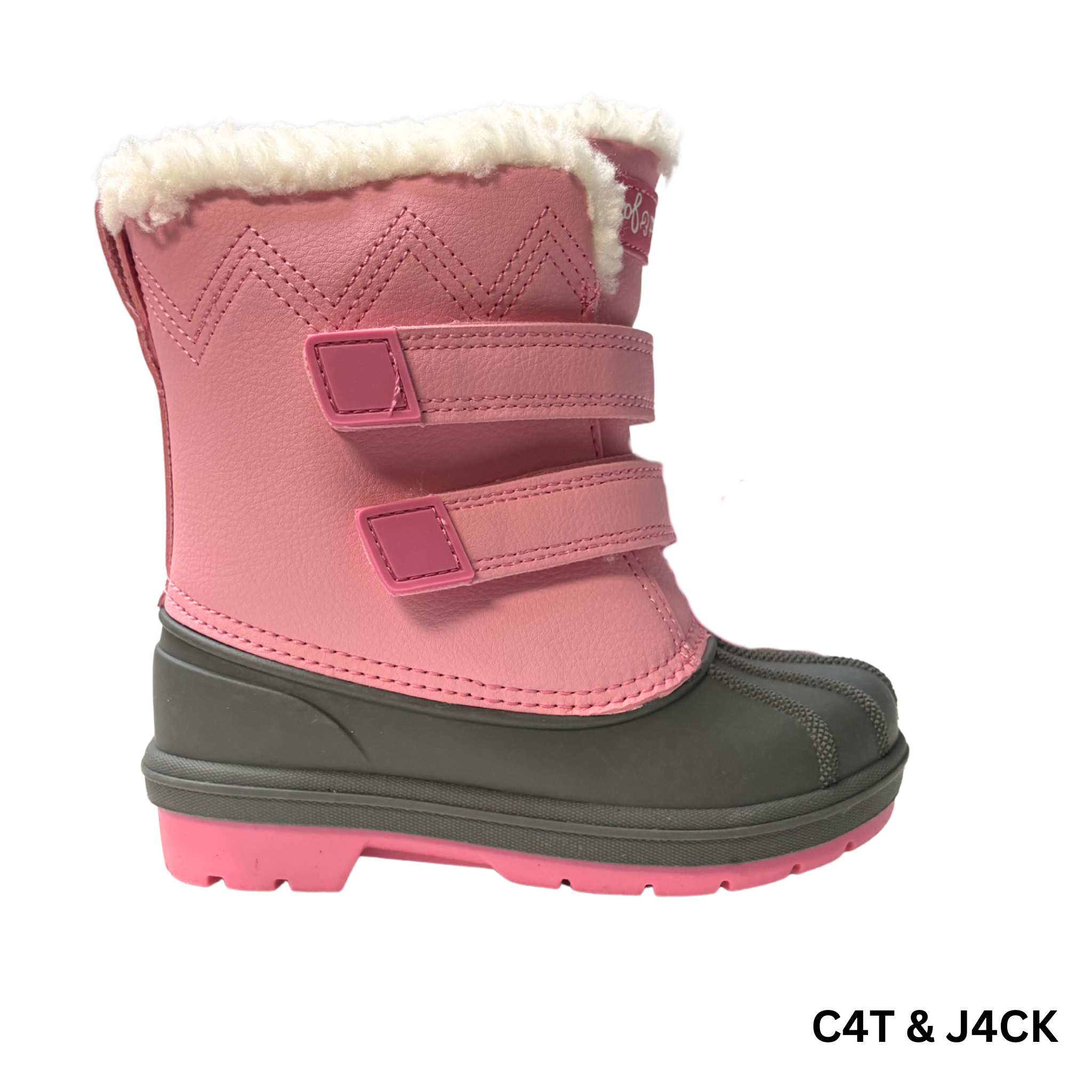 Girls Pink and Black Denver Winter Boots