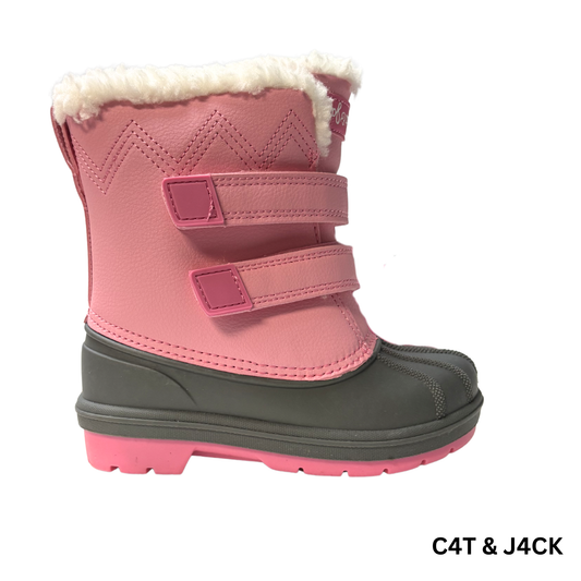 Girls Pink and Black Denver Winter Boots