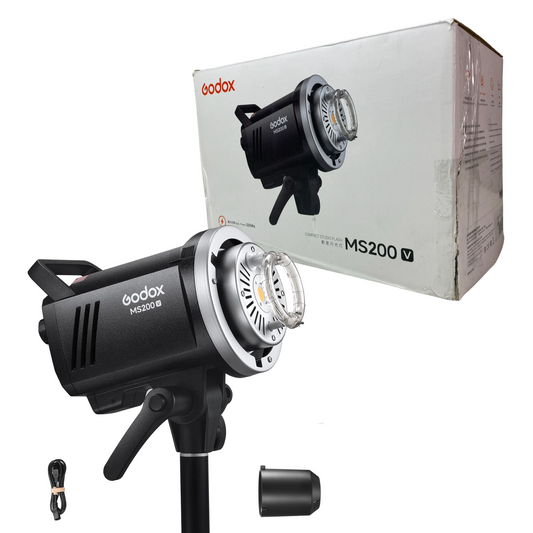Godox MS200-V Studio Flash - 200Ws GN53, 5600K, Bowens Mount, LED Modeling Lamp, Wireless Control