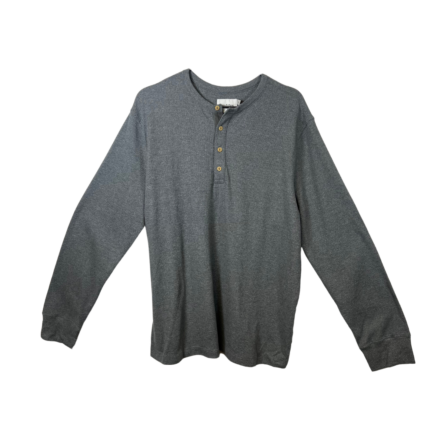 Men's Grey Waffle Long Sleeve Shirt - XL