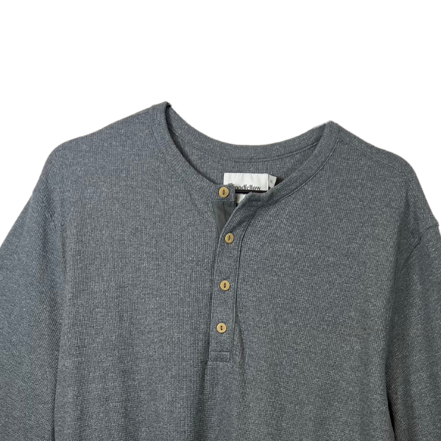 Men's Grey Waffle Long Sleeve Shirt - XL