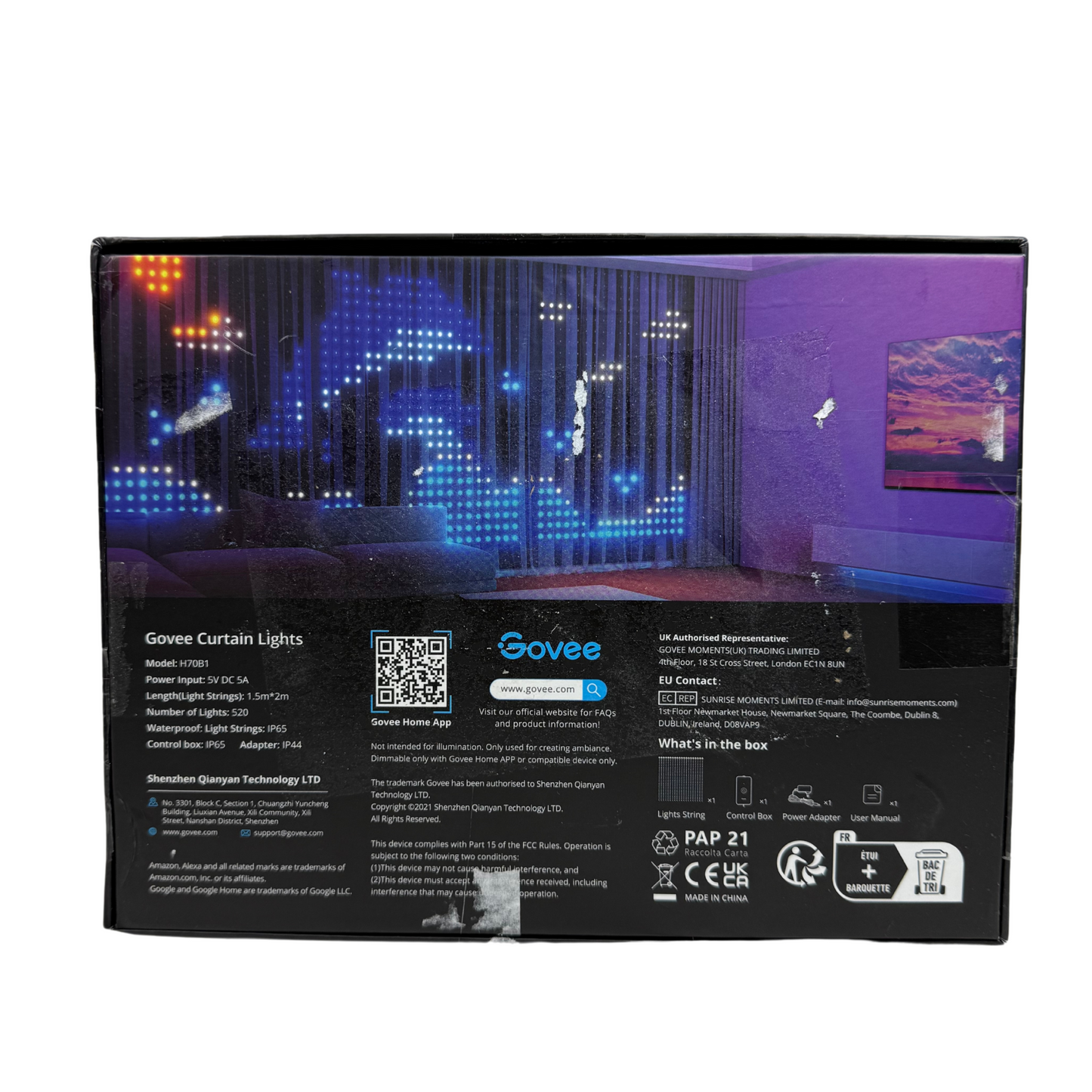 Smart LED Curtain Lights – 520 RGBIC LEDs, DIY Effects, Music Sync, Waterproof