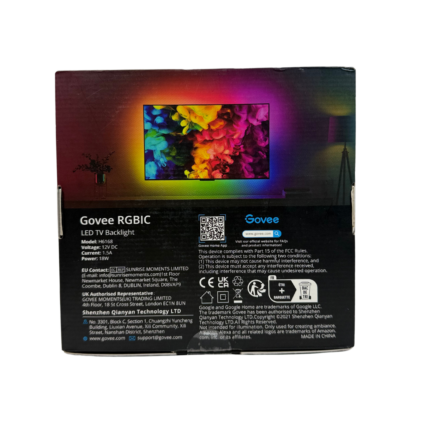 RGBIC TV LED Backlight for 55-65" TVs, Smart Bluetooth & Wi-Fi Control, Music Sync