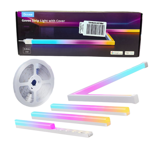 Smart RGBIC LED Strip Lights with Diffuser – 16.4ft, Wi-Fi/Bluetooth, Works with Alexa & Google