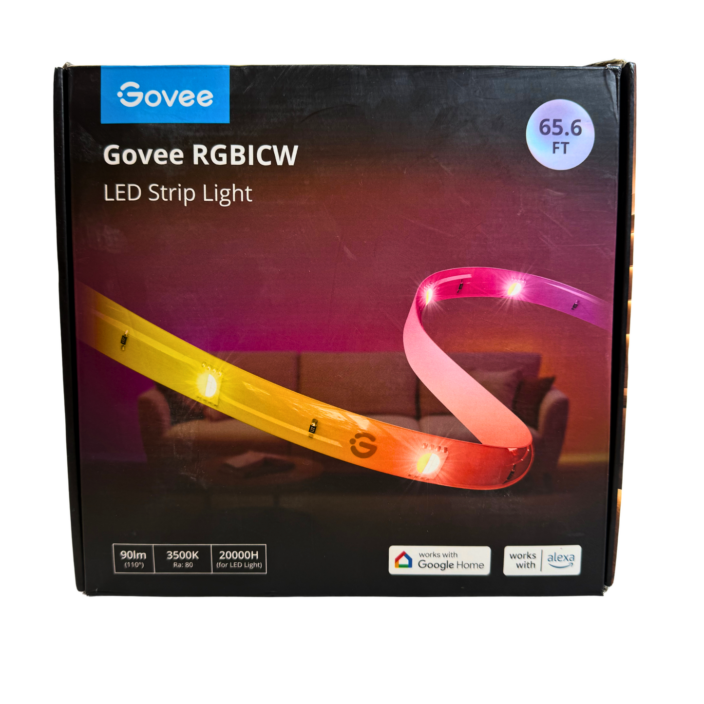 Govee RGBICW 65.6 Smart LED Strip Lights Wi-Fi Bluetooth, Warm White