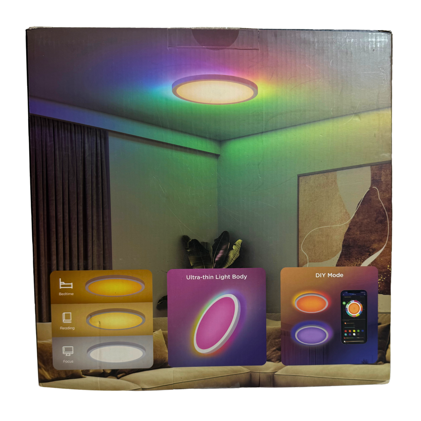 Smart RGBIC LED Ceiling Light Fixture – 12" Flush Mount, 2400LM, 16M Colors, Alexa Compatible