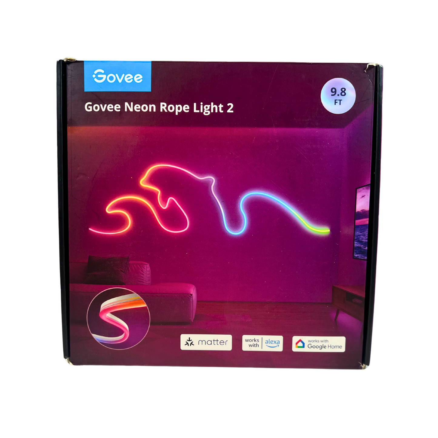 Govee Neon Lights - RGBIC Neon Rope Light (9.8ft) for Bedroom and Wall Decor with Matter, Alexa, and Google Assistant | White