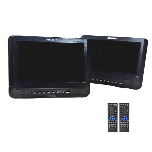 Desobry 10" Dual Screen Portable Car DVD Player with Headrest Mount, Rechargeable Battery, USB/TF