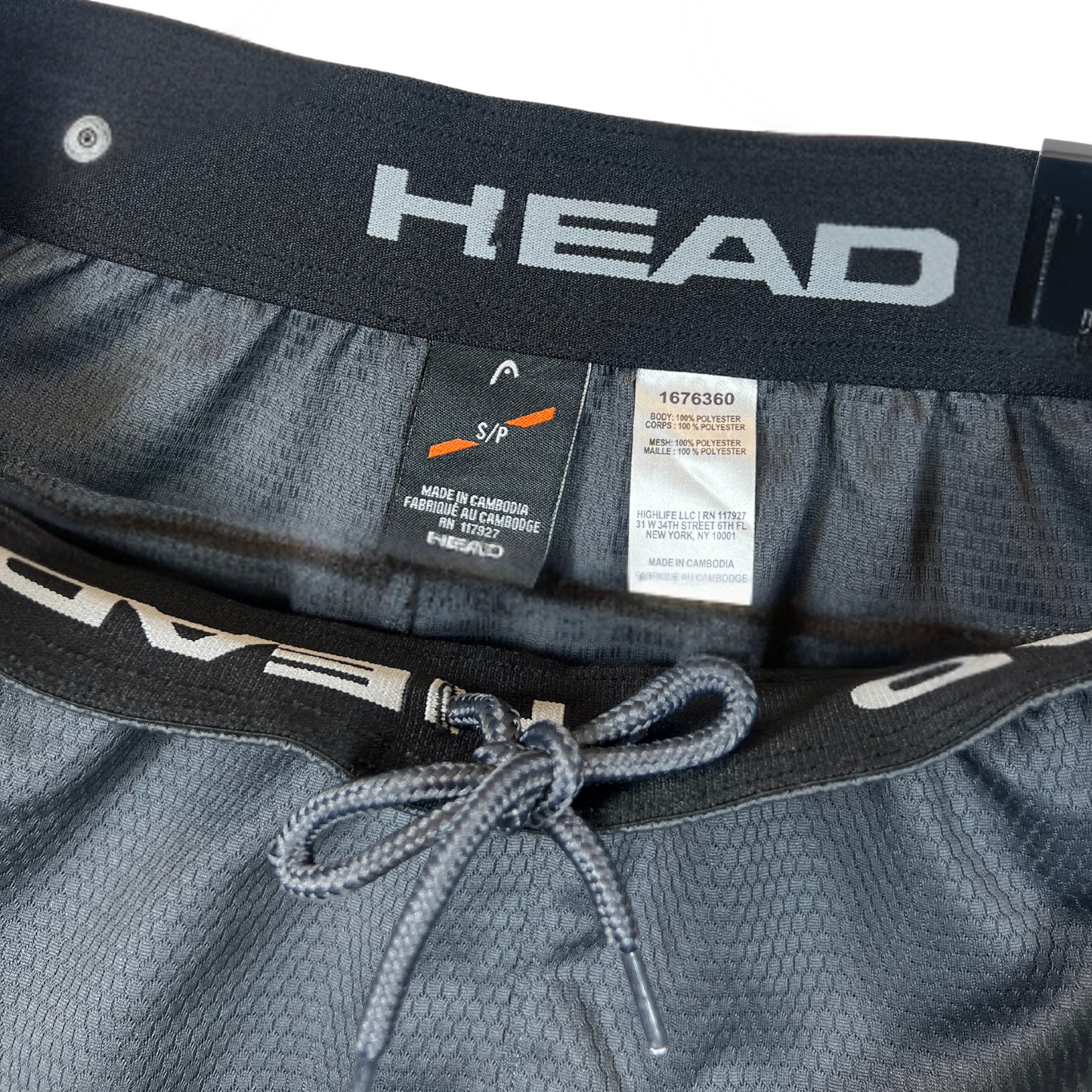 Men's Active Shorts, Size S, Grey and Black