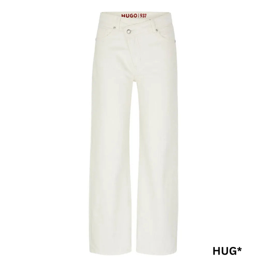 HUGO 937 3 Women’s High-Rise Wide Leg Jeans Ecru Size 29/32