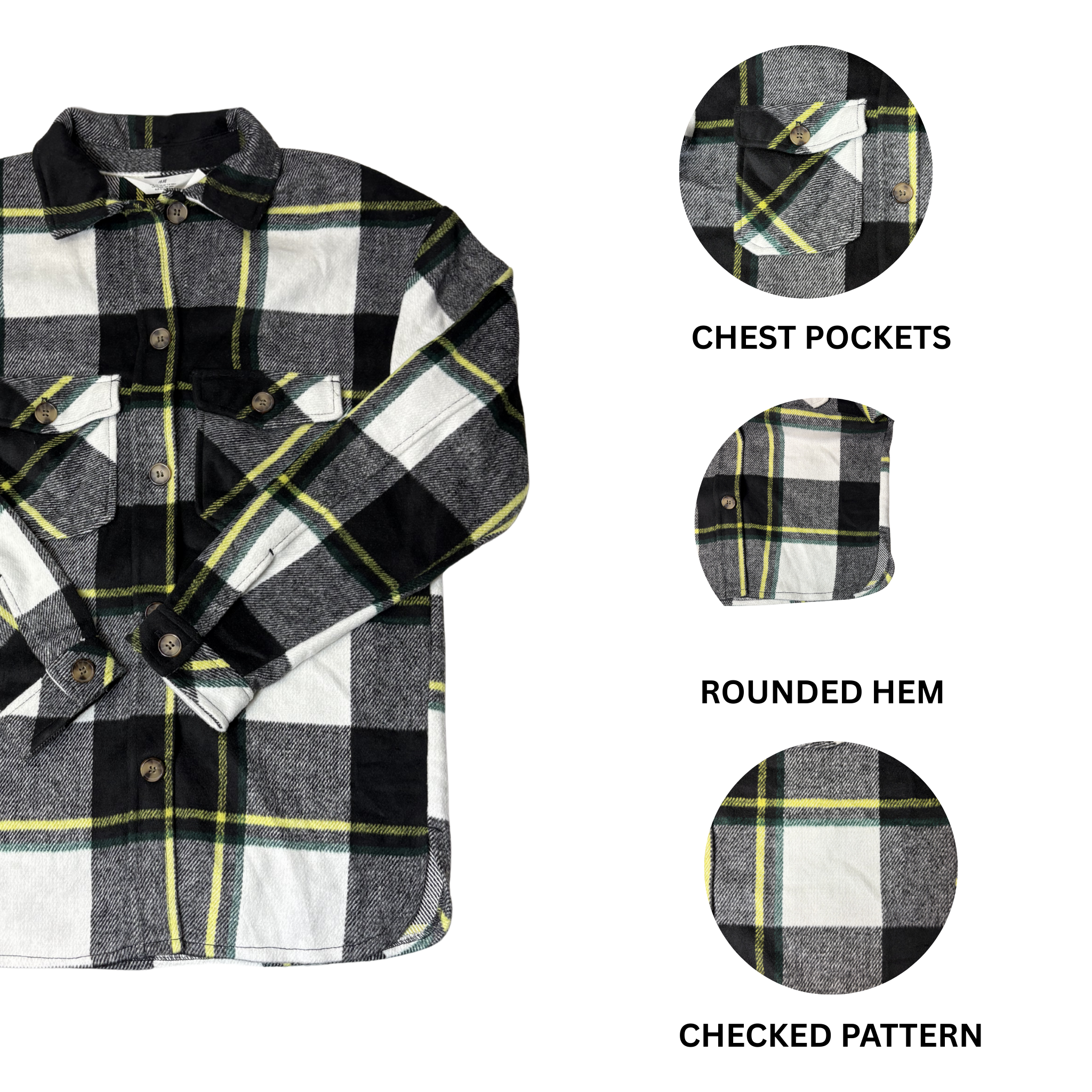 Kids Checked Cotton Flannel Shacket – Size 14Y+