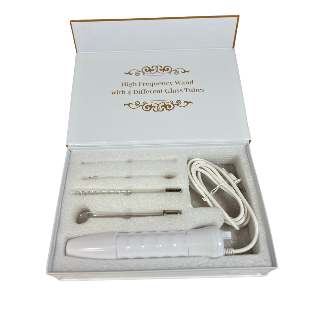 Portable High-Frequency Facial Wand with 4 Blue Glass Tubes