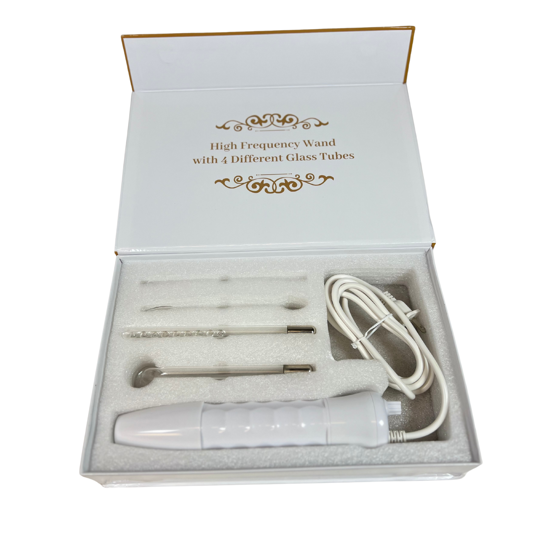 Portable High-Frequency Facial Wand with 4 Blue Glass Tubes
