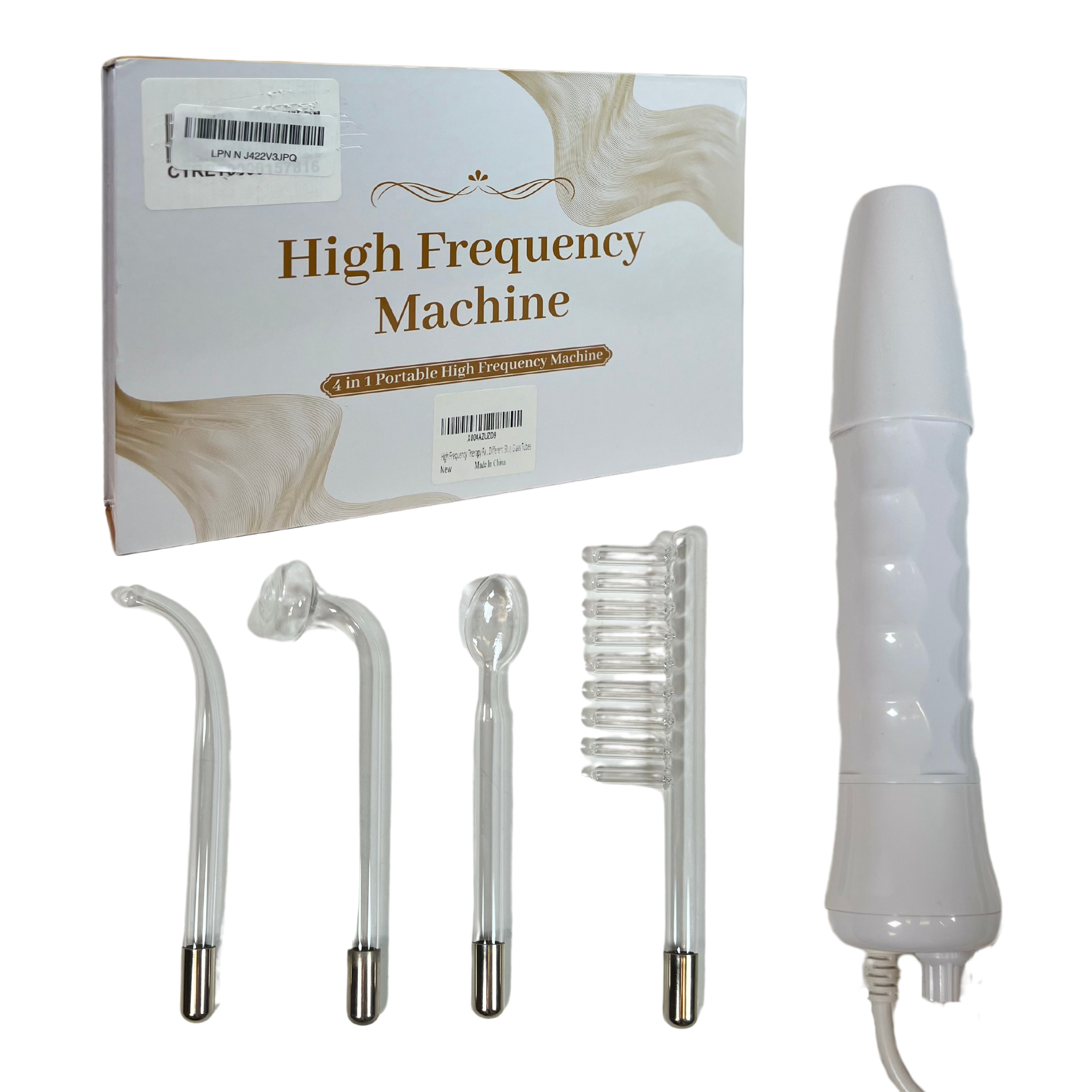 Portable High-Frequency Facial Wand with 4 Blue Glass Tubes