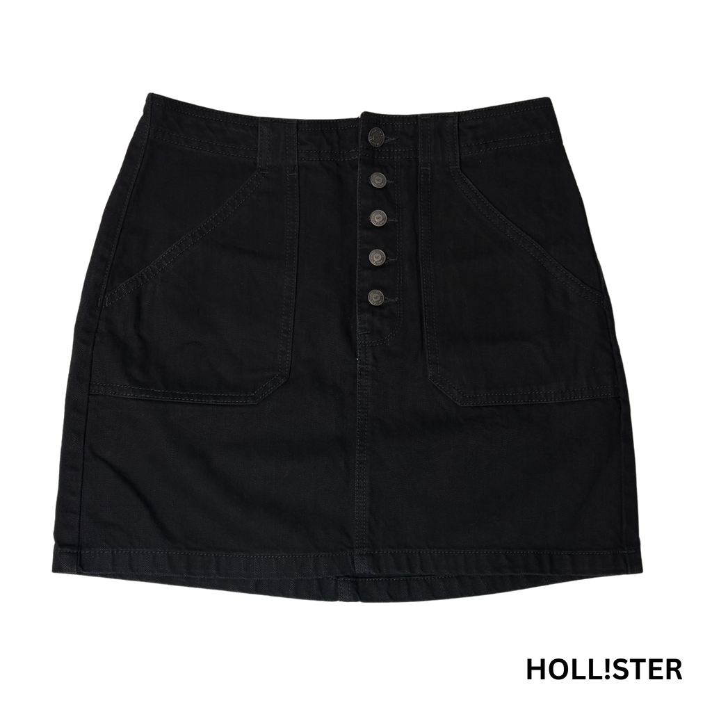 Hollister Women's Black Ultra High-Rise Button-Up Jeans Skirt - 7