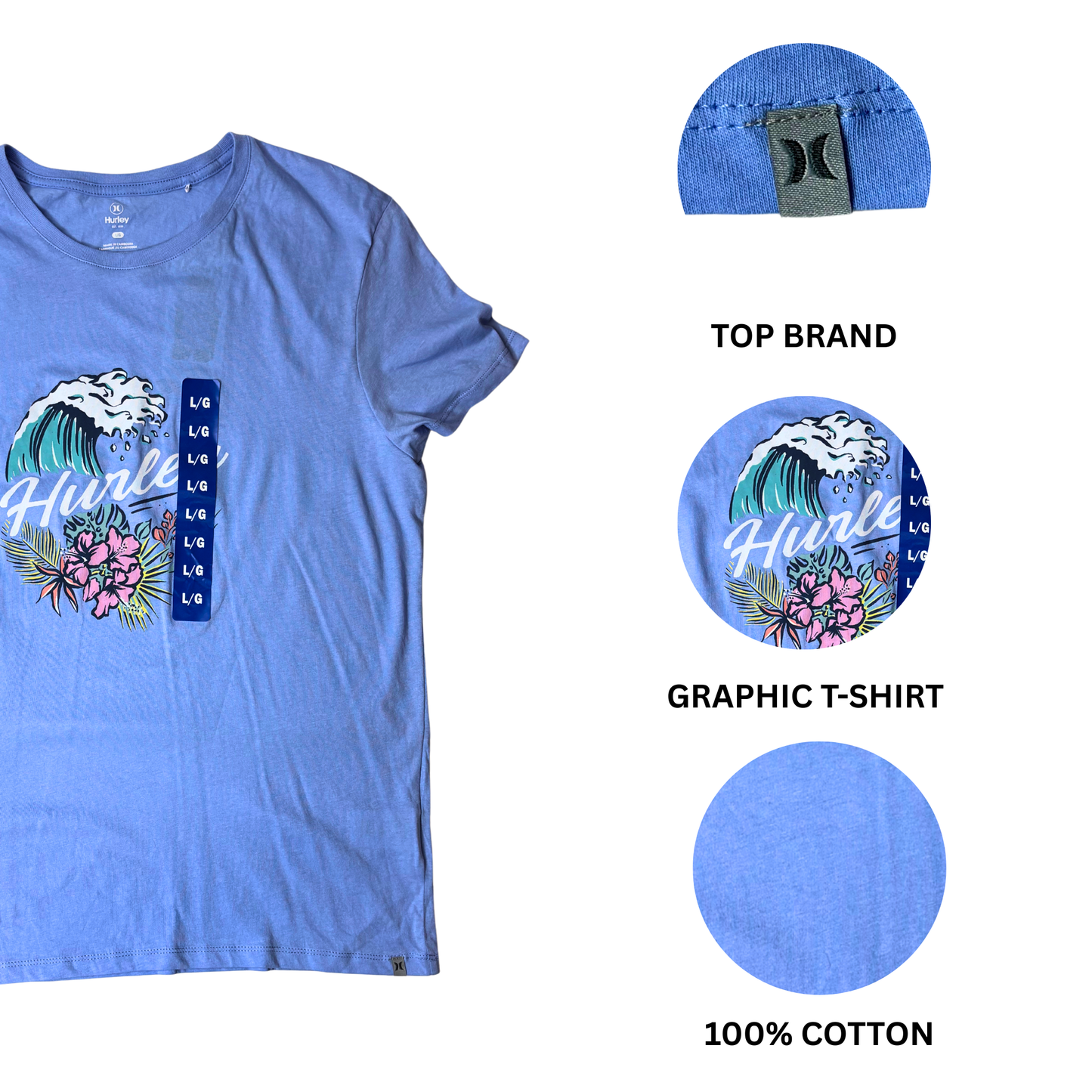 Hurley Women's Blue Short Sleeve T-Shirt - L