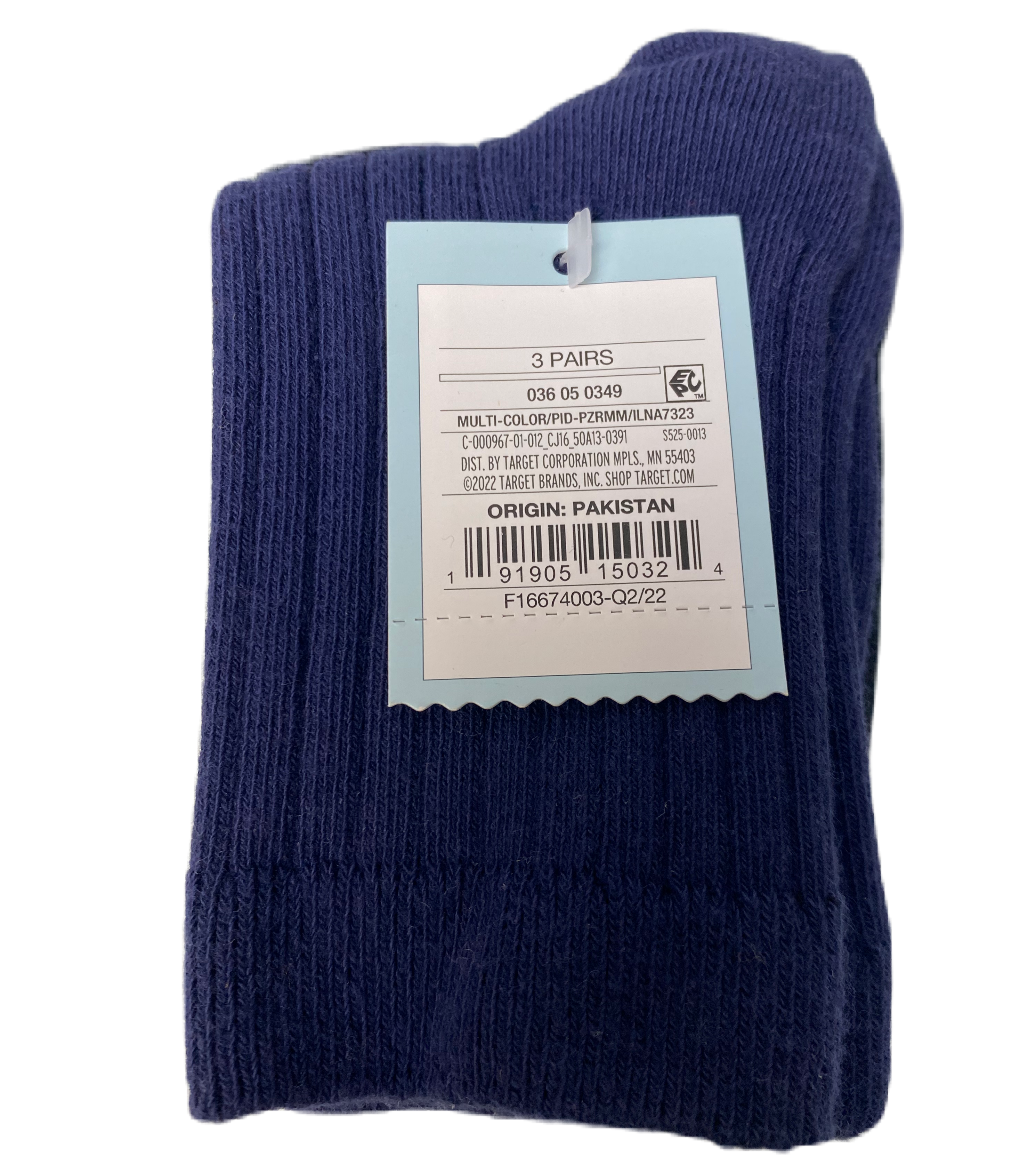 Kids unisex 3-Pack Multicoloured Dress Crew Socks - S (5-8)