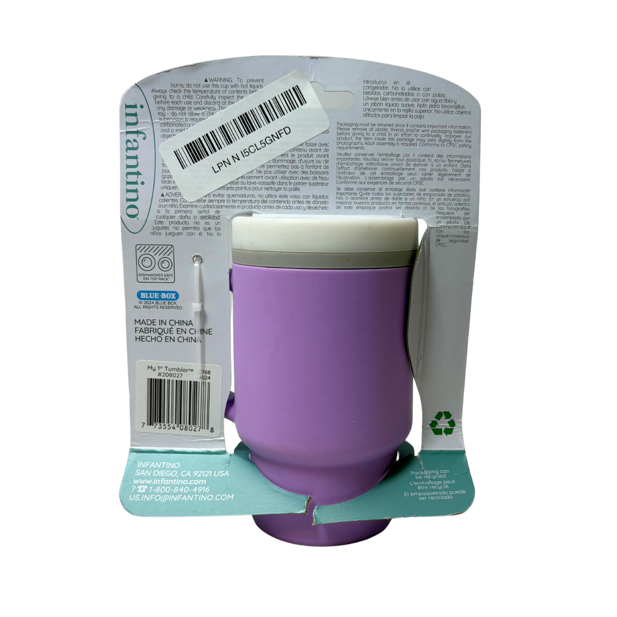 Infantino My 1st Silicone Tumbler Sippy Cup with Straw & Handle – Lilac