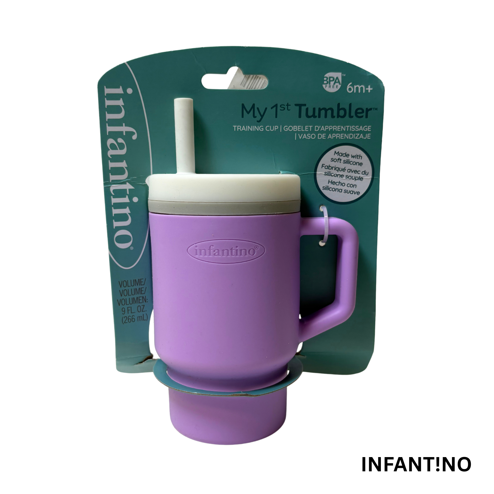 Infantino My 1st Silicone Tumbler Sippy Cup with Straw & Handle – Lilac