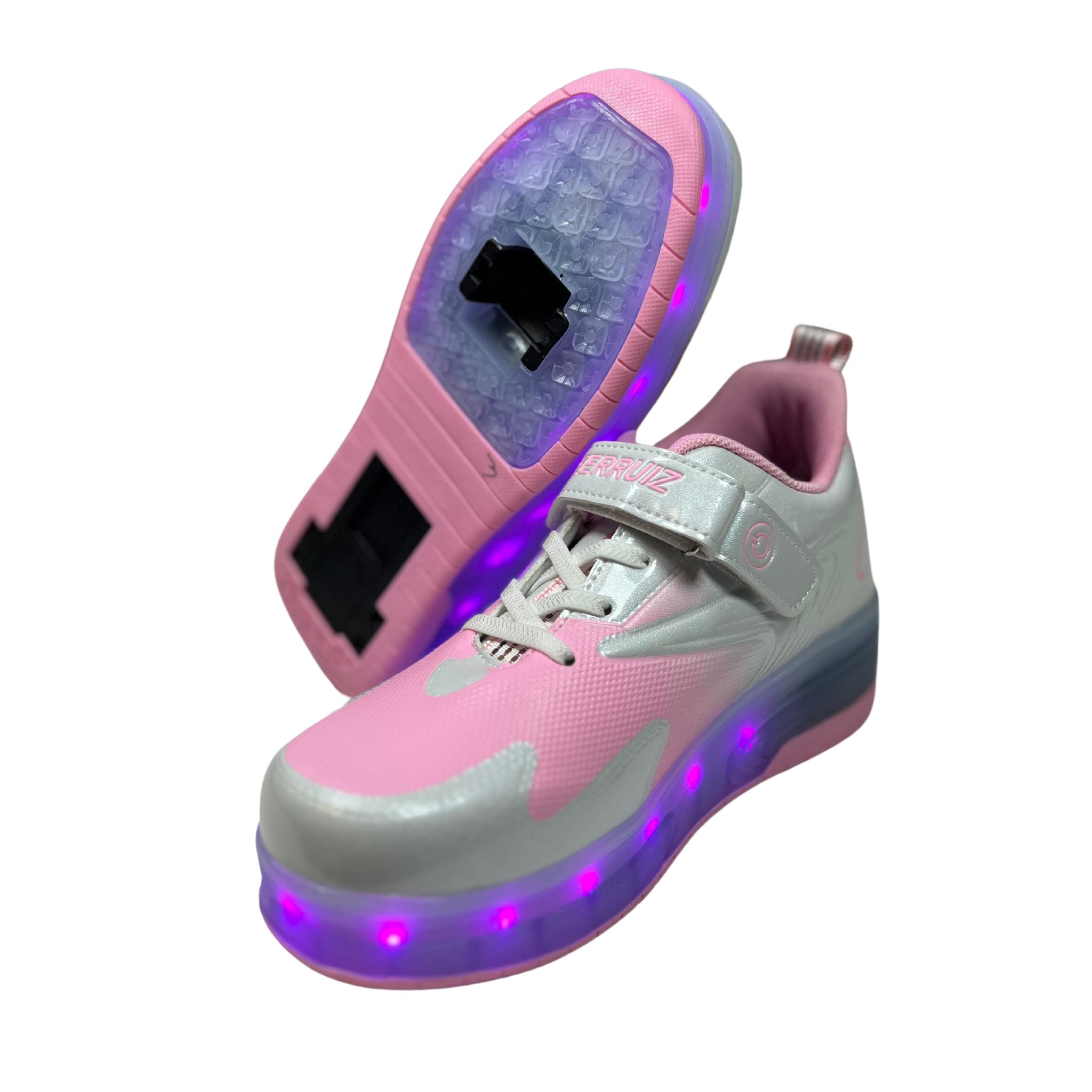 Girl Light-Up Shoes with Wheels – USB Rechargeable LED Roller Skates