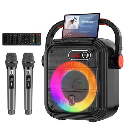 JYX 66PRO Karaoke Machine with 2 Wireless Microphones, Bluetooth Speaker & RGB Lights