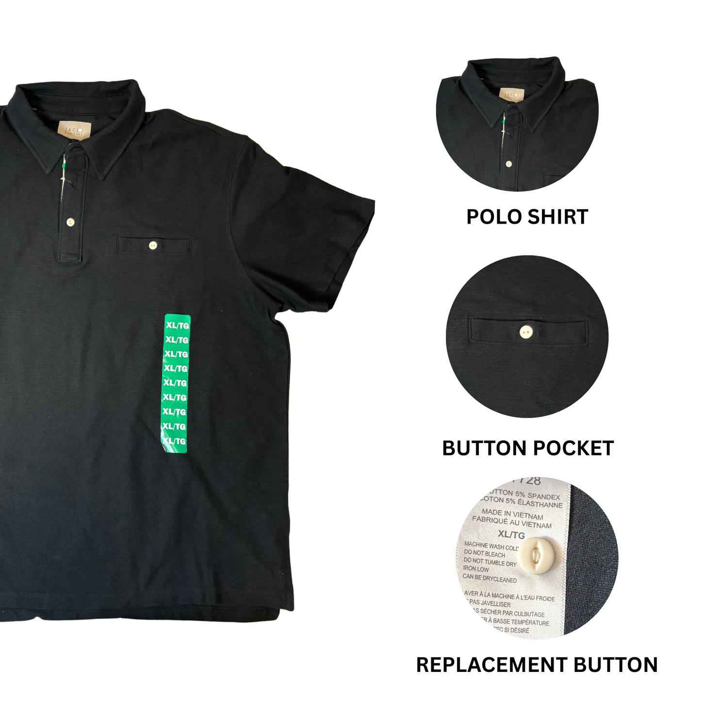 Men’s Black Short Sleeve T-Shirt Cotton Stretch Size XL