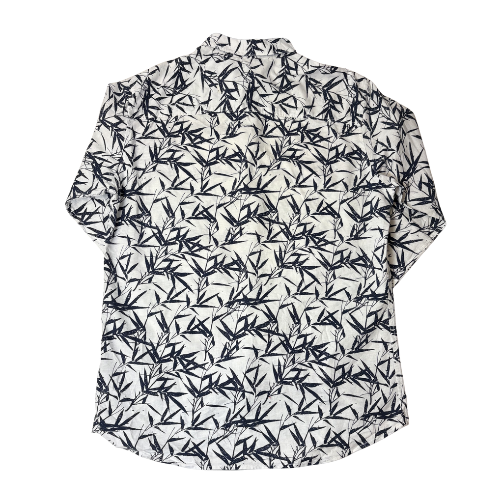 Men’s Leaf Pattern Long Sleeve Button-Down Shirt – Size L