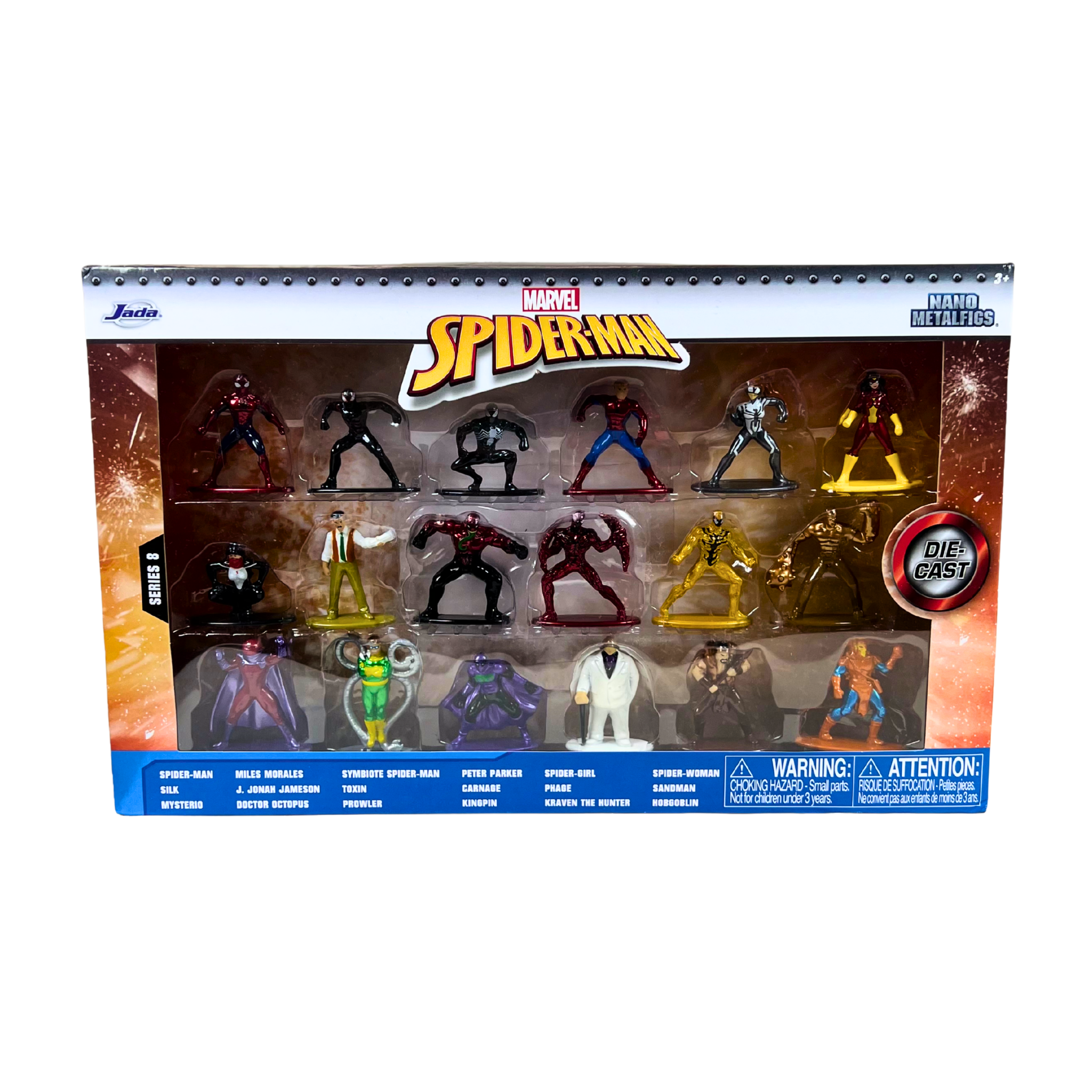 Jada Toys Marvel Spider-Man Series 8 18-Pack Die-Cast Figures Nano MetalFigs
