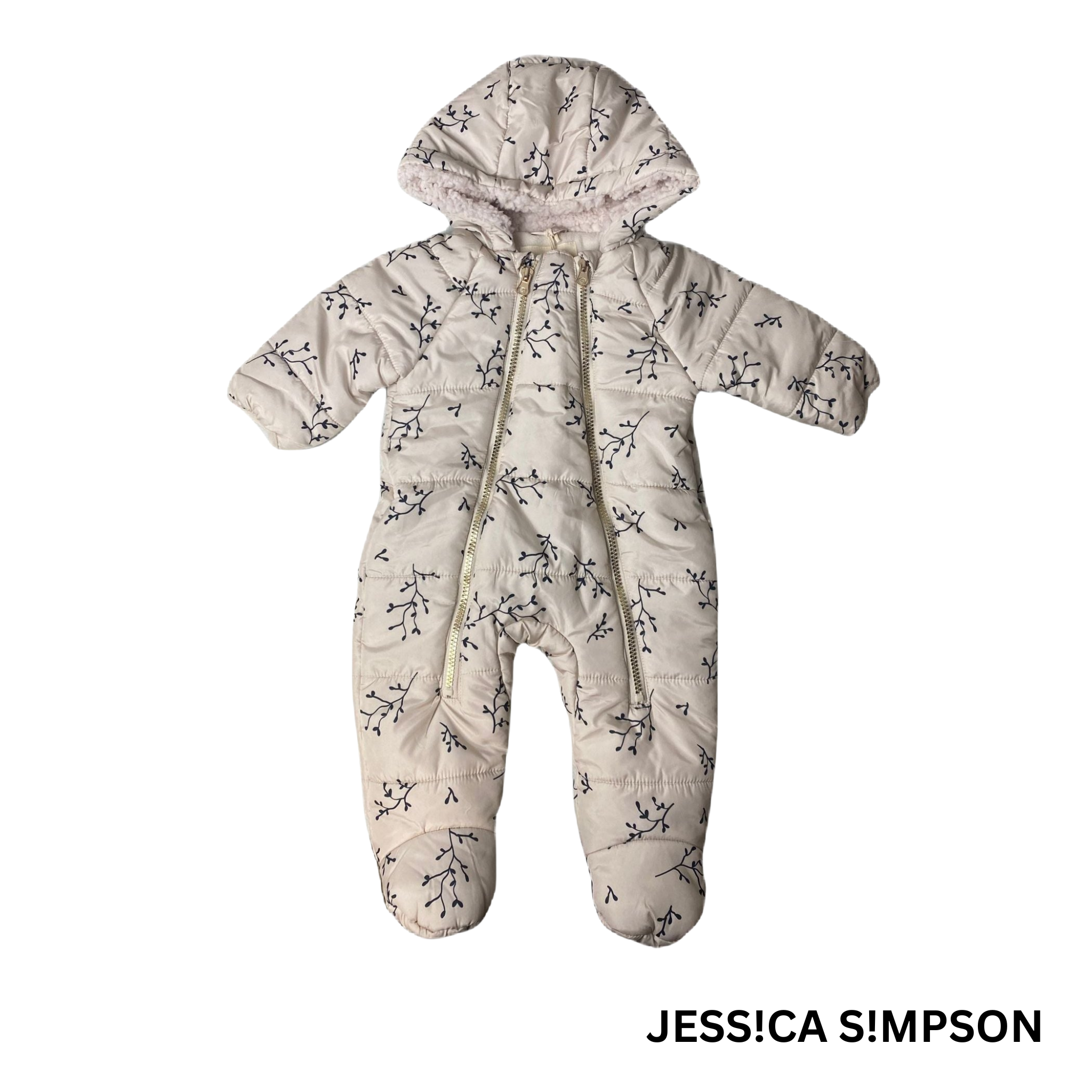JS Baby Girl Cream Snowsuit - 3/6M