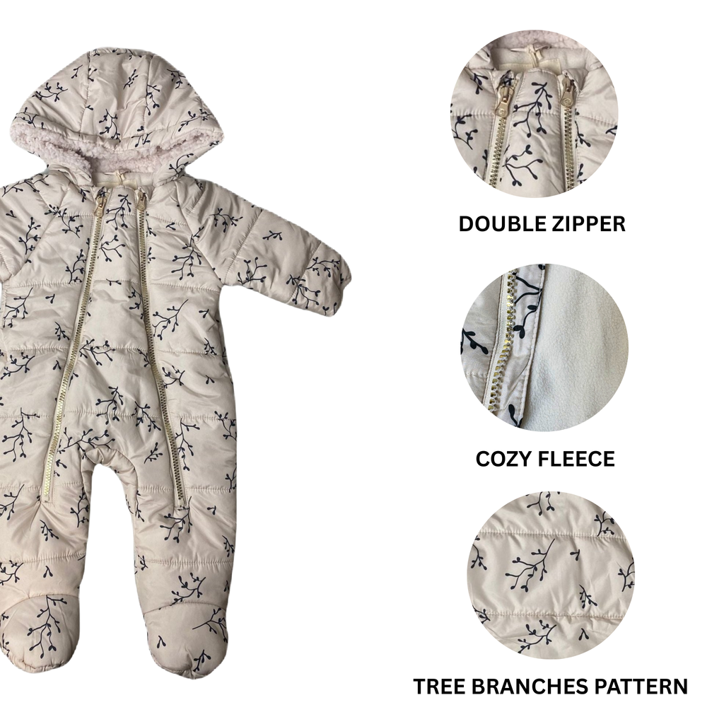JS Baby Girl Cream Snowsuit - 3/6M