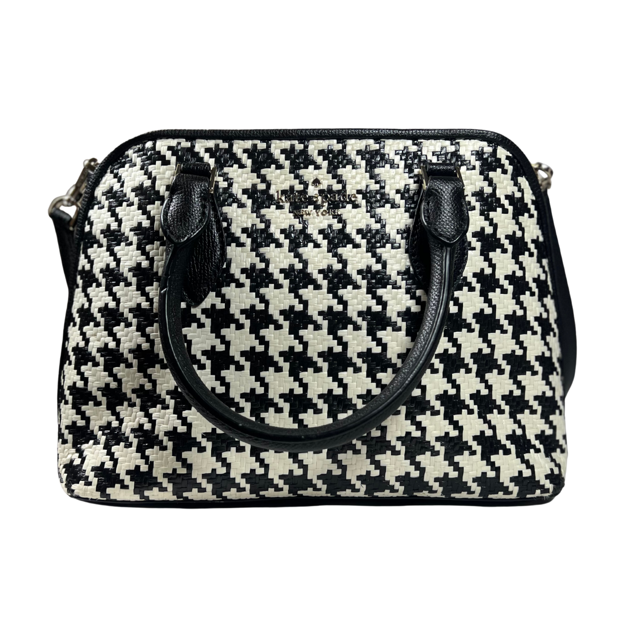 Pre-loved Darcy Small Satchel – Straw & Leather Trim, 4.5" W x 8" H x 11" D