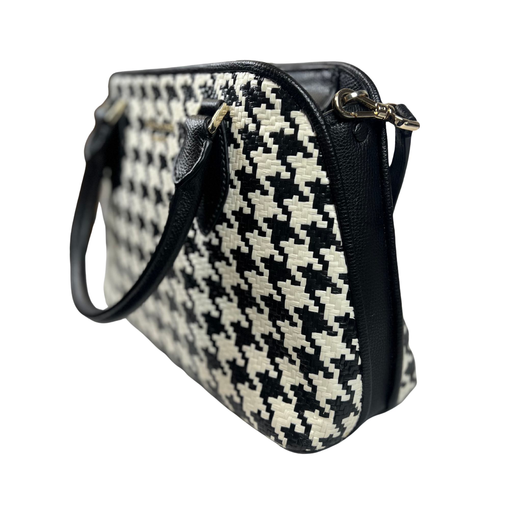 Pre-loved Darcy Small Satchel – Straw & Leather Trim, 4.5" W x 8" H x 11" D