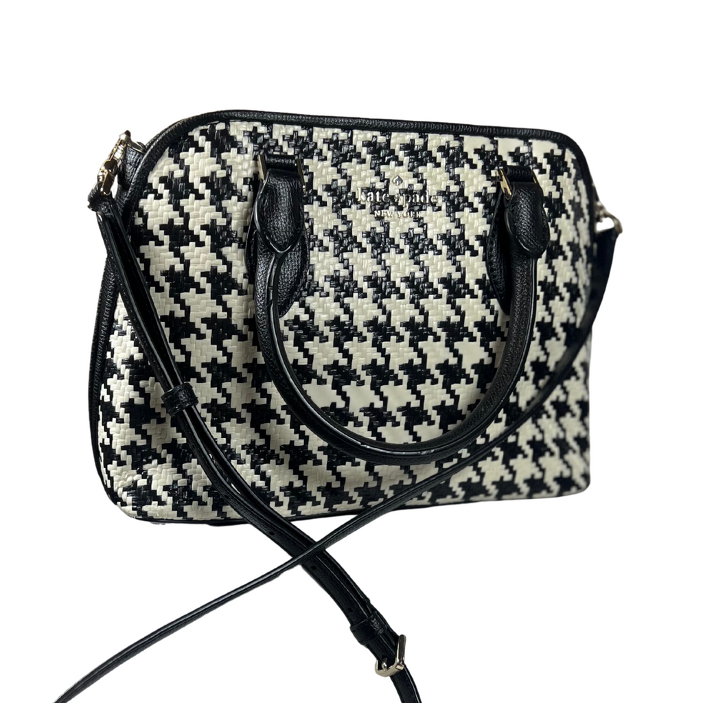 Pre-loved Darcy Small Satchel – Straw & Leather Trim, 4.5" W x 8" H x 11" D