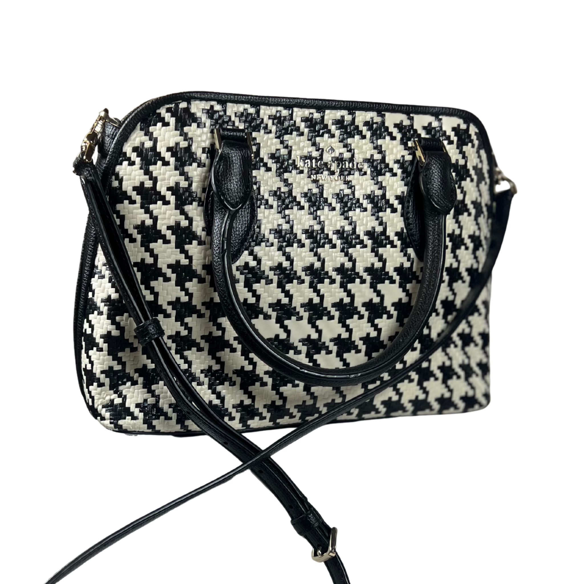 Pre-loved Darcy Small Satchel – Straw & Leather Trim, 4.5" W x 8" H x 11" D