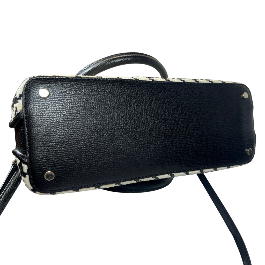 Pre-loved Darcy Small Satchel – Straw & Leather Trim, 4.5" W x 8" H x 11" D