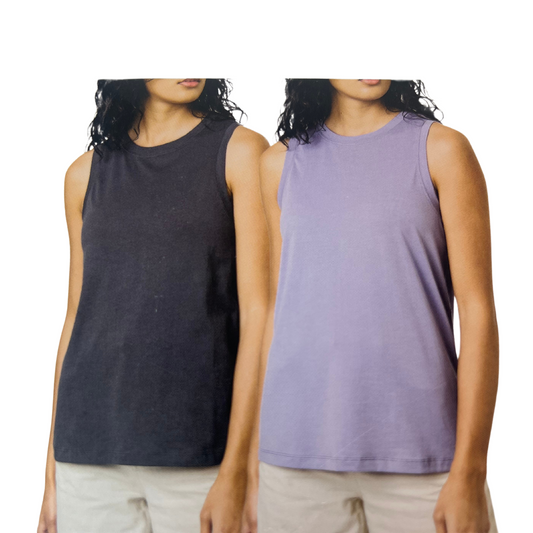 Womens 2-Pack Tank Tops XXL – Women’s Wear Grey & Purple, Sleeveless Top