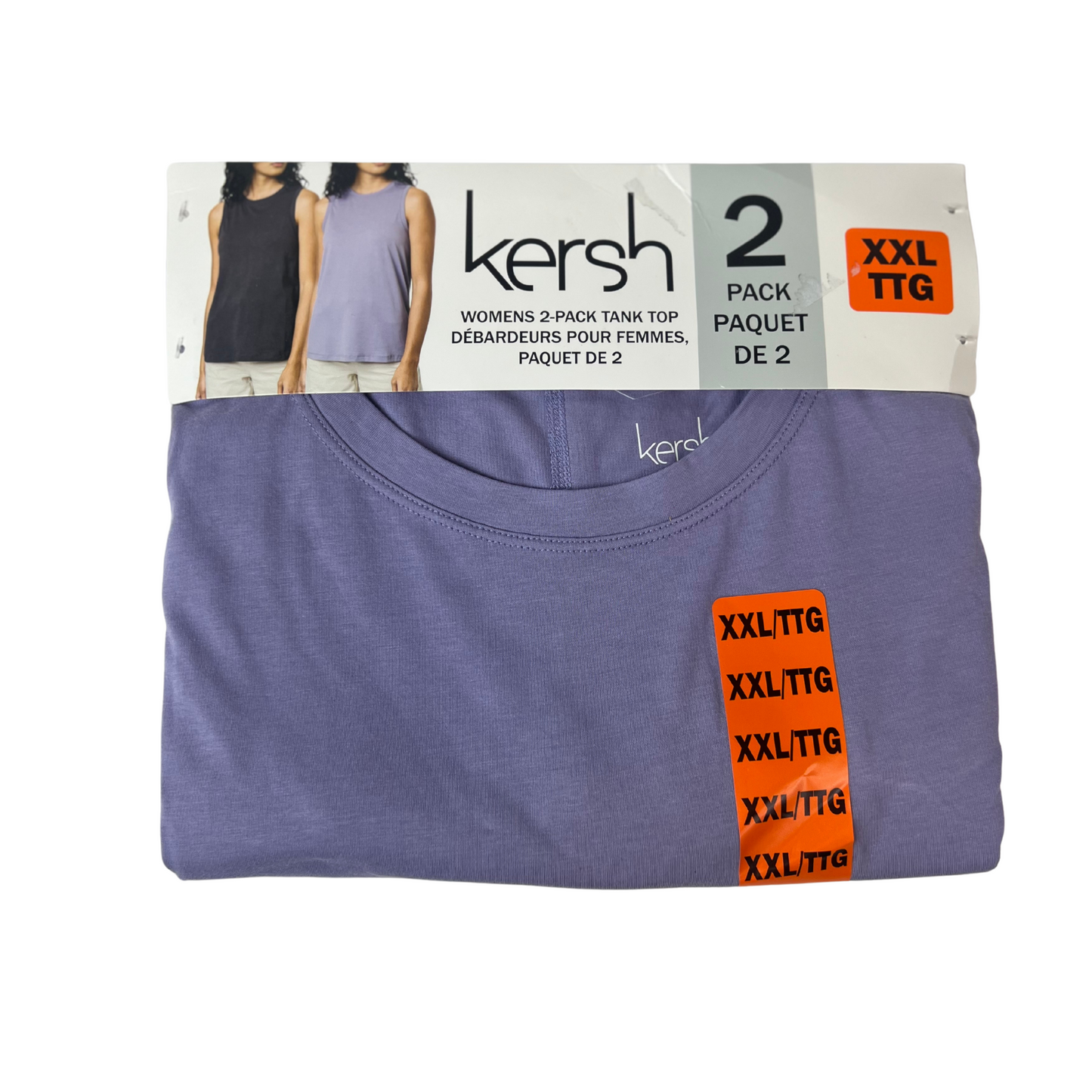 Womens 2-Pack Tank Tops XXL – Women’s Wear Grey & Purple, Sleeveless Top