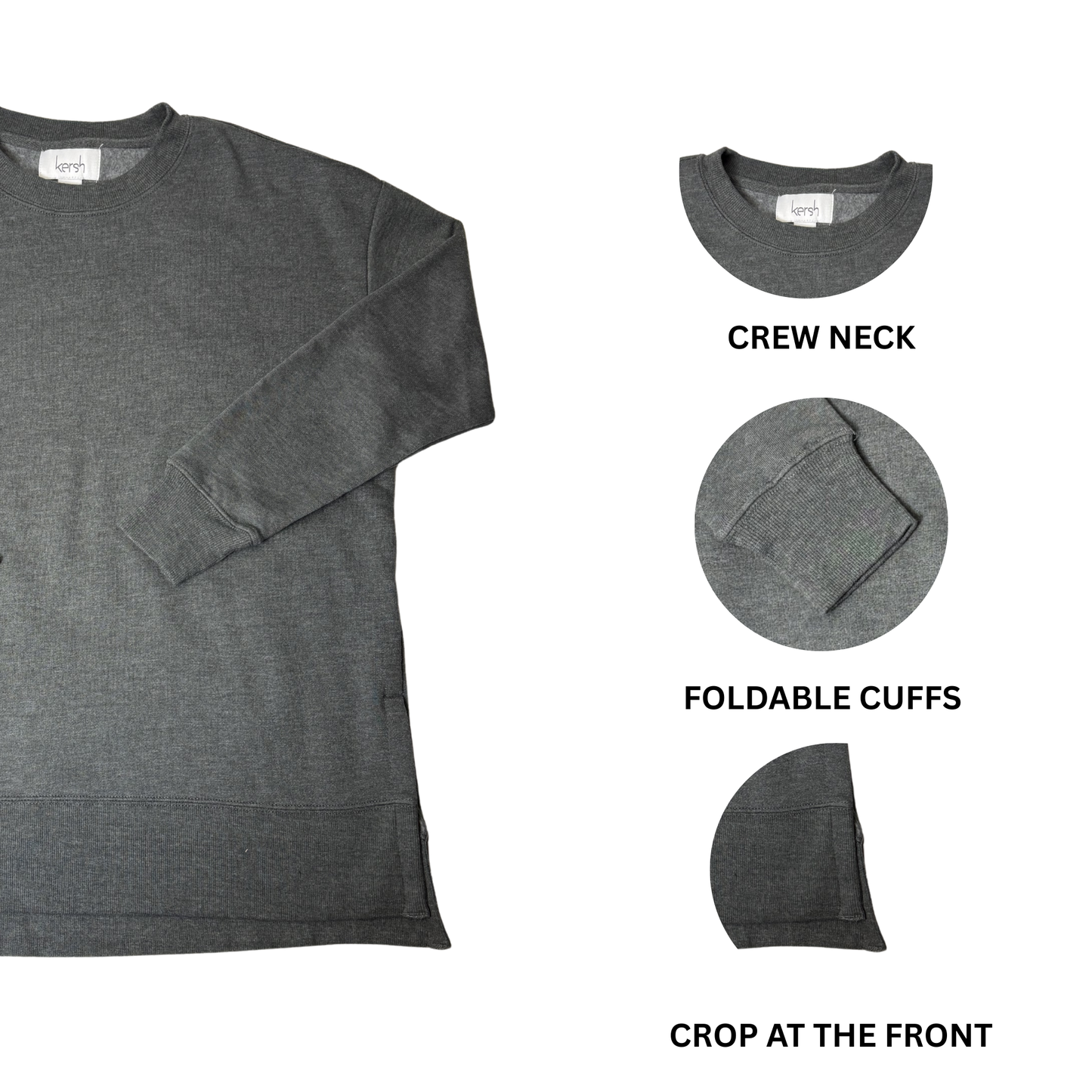 Women’s Gray Sweatshirt – Size S – Cotton Blend