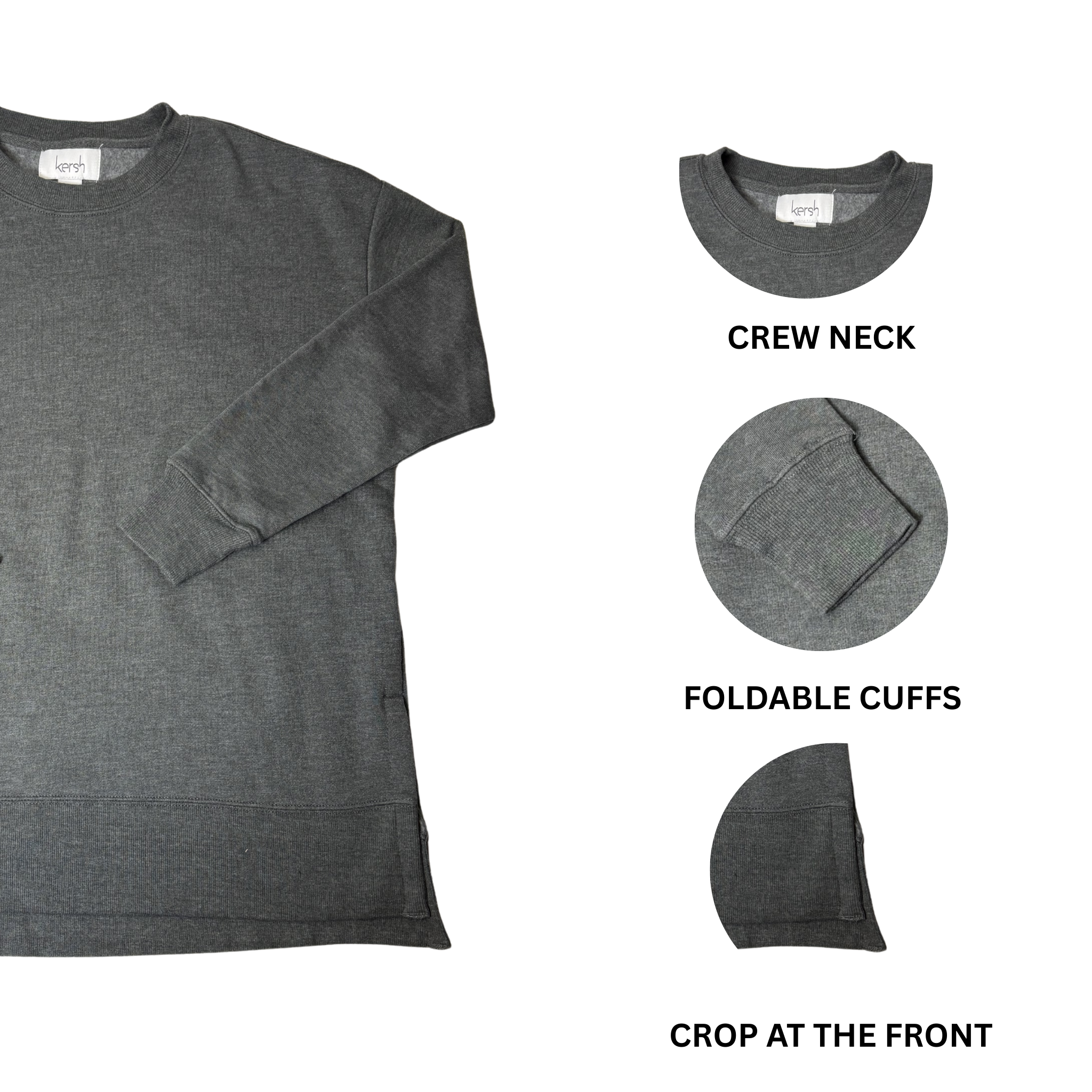 Women’s Gray Sweatshirt – Size S – Cotton Blend