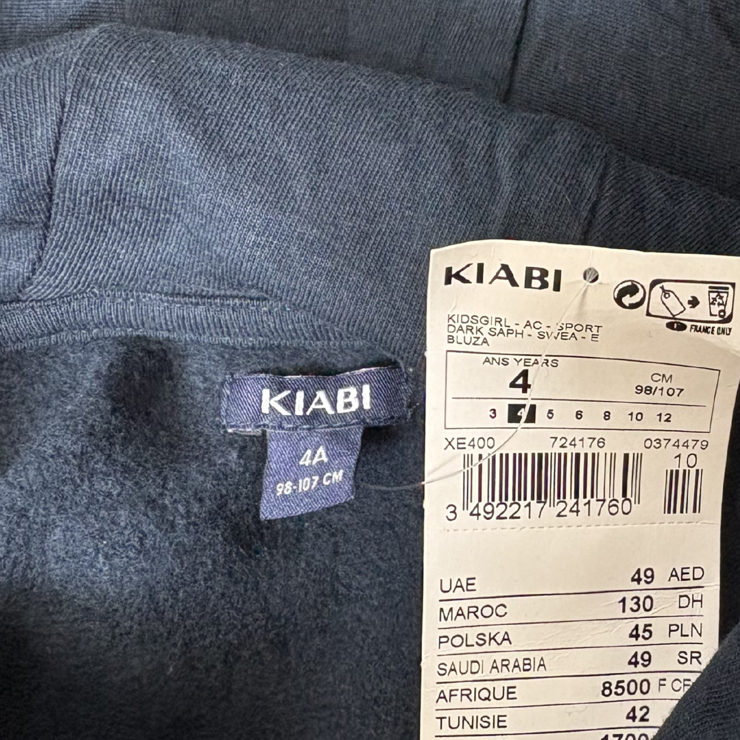 Girls Dark Blue & Pink Graphic Pullover – Size 4