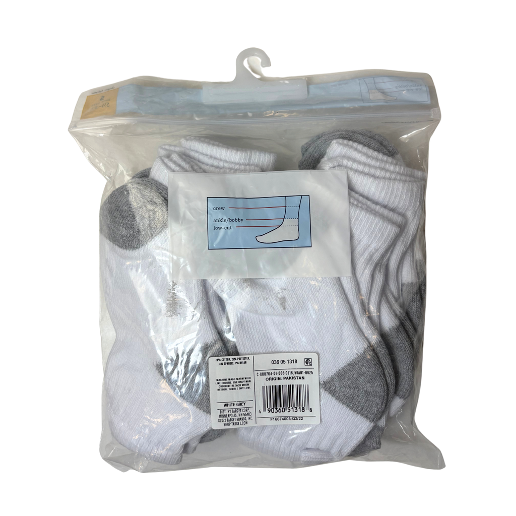 Kids 10-Pack White Ankle Socks – Size S