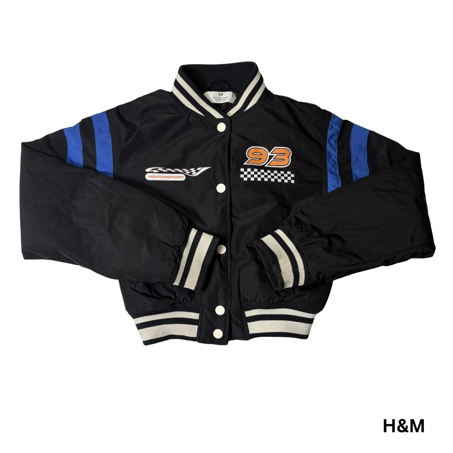 Kids Black Motorsport Bomber Jacket – Size 9-10 Years