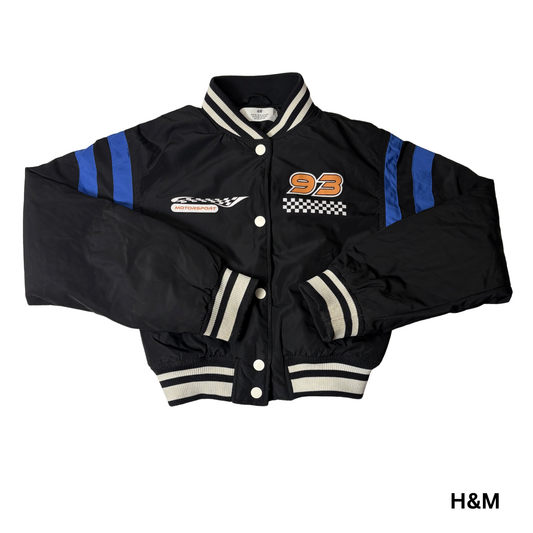 Kids Black Motorsport Bomber Jacket – Size 9-10 Years