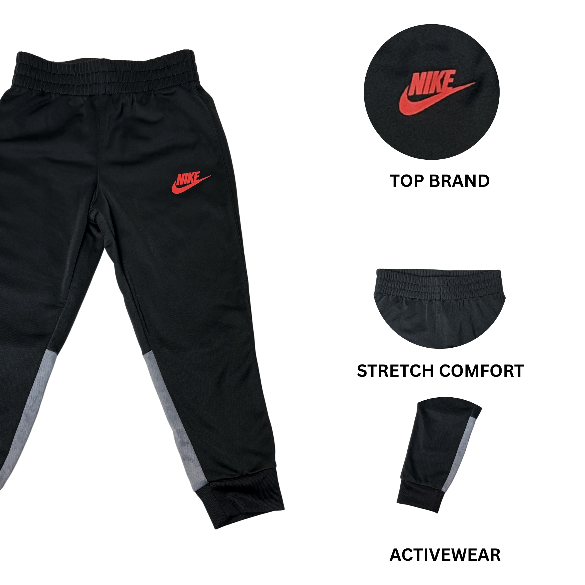 Kids Black Joggers with Grey Detail – Size 3-4 Years (4T)