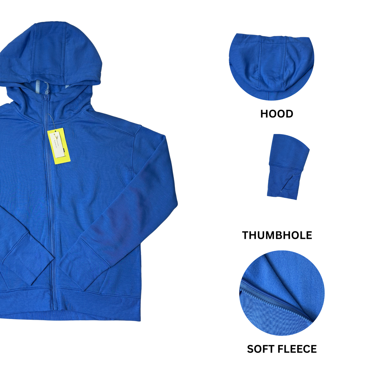Kids Fleece Full Zip Hooded Sweatshirt - Blue, Large (10/12)