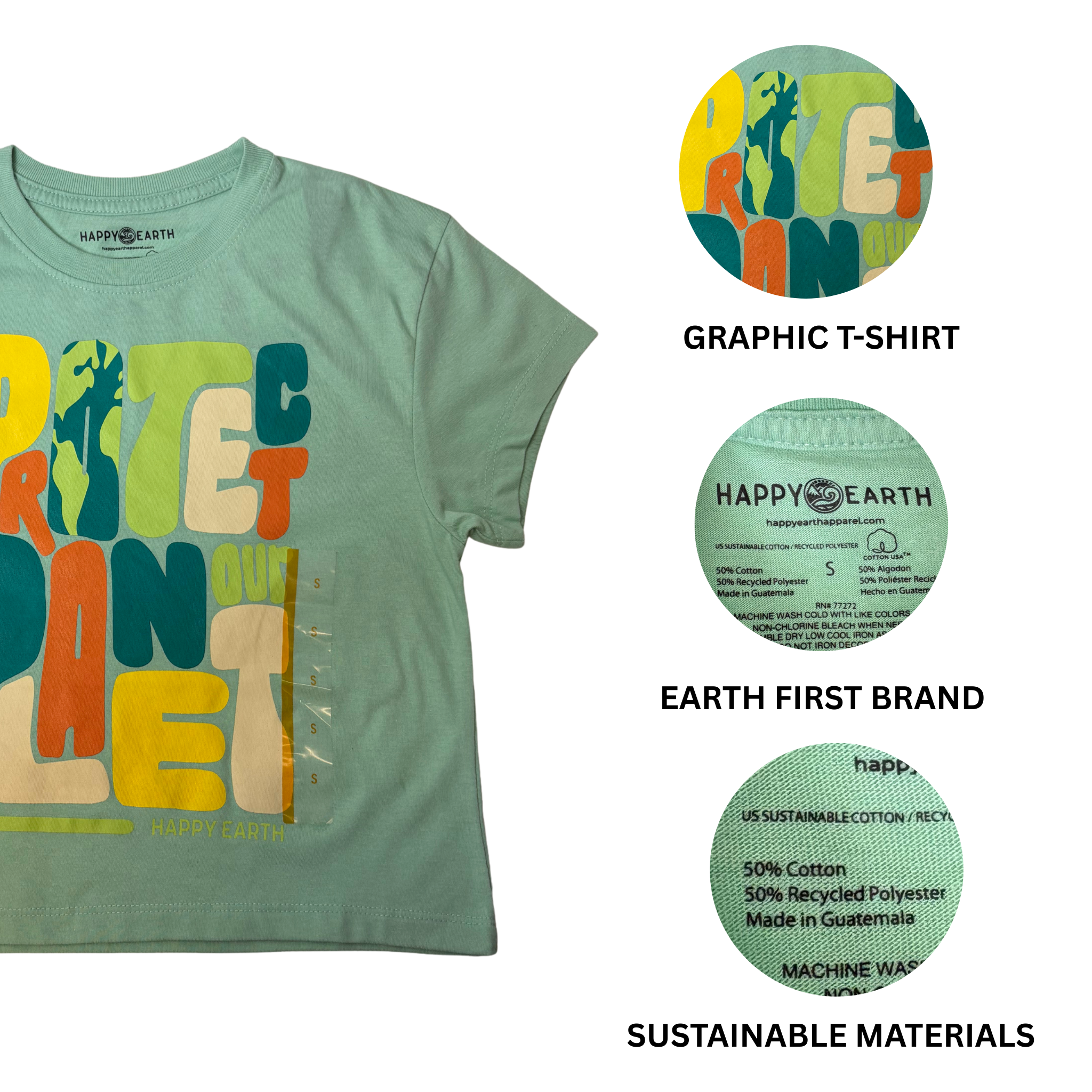 Kids Green Protect Our Planet T-Shirt - S